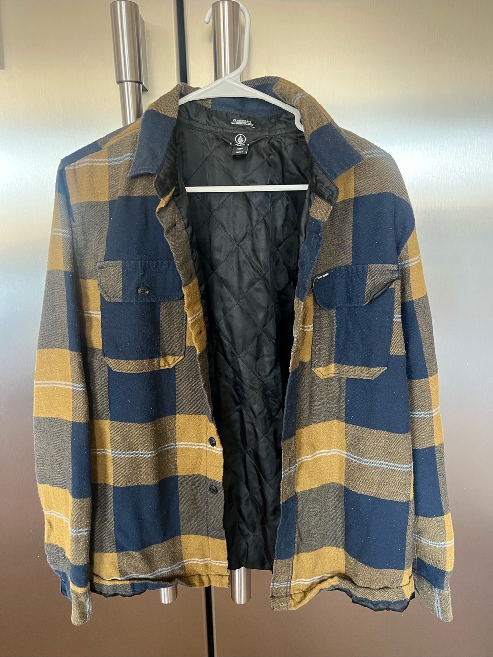 Volcom Men’s Quilted Plaid Shacket - Navy & Mustard
